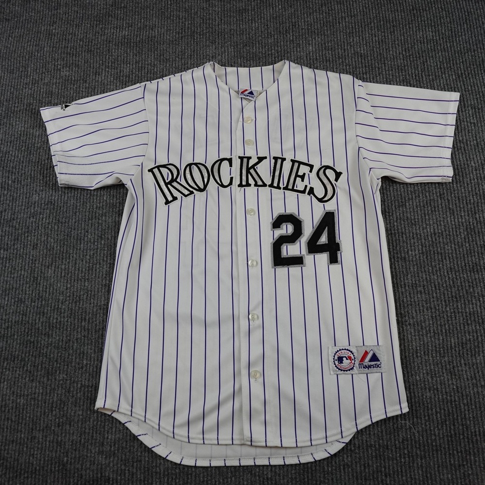 Vintage Colorado Rockies Jersey Mens Large White Pinstripe Fowler 24 Majestic